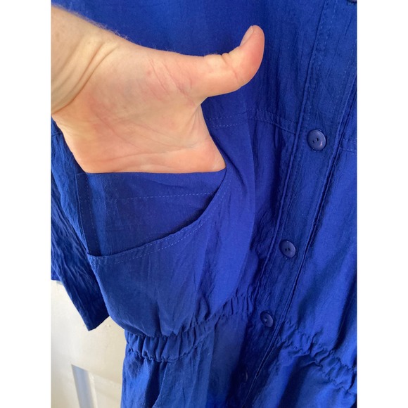 Vintage Dee California Jumpsuit Romper Royal Blue Rayon 80s Women’s Size - Picture 2 of 7